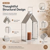 Lanterne à bougie en gros 40cm 60cm en forme de maison, décoration de sol avec panneaux en verre transparent pour bougies à pilier ou LED