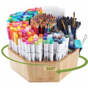 Handcrafted Mango Wood <b>Rotating</b> <b>Desk</b> Organizer - 360-Degree Spinning Storage Caddy Wholesale - Product Image 5