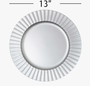 Assiette de présentation en métal cannelé argenté moderne exclusive, vente en gros pour la décoration de table de mariage, banquets et événements festifs - Product Image 5