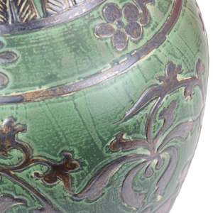 Truc Lam Handmade Hotel Decoration <b>Ceramic</b> Floor <b>Vase</b> Art Deco Design Mango Shape Imitative-antique Brown Chrysanthemum Patterns - Product Image 6