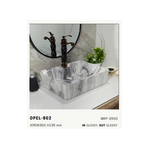 อ่างล้างหน้าเซรามิกแบบวางบนเคาน์เตอร์สีขาวด้าน Opel 803 สำหรับติดตั้งในห้องน้ำสไตล์โมเดิร์นสุดหรู - Product Image 3