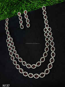 Classic American Diamond Bridal Jewelry Set Two-Piece <b>Necklace</b> <b>and</b> <b>Earrings</b> for Wedding Fashionable Classic Style - Product Image 6