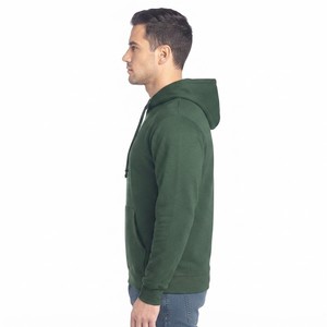 Sweat-shirt à capuche zippé en polaire vert foncé pour homme, coupe classique, couleur unie, décontracté, manches longues, pour l'automne - Product Image 3