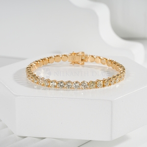 Bracelet tennis exquis en diamants de laboratoire ronds de 11,0 carats, 4,0 mm, en or massif 10K, 14K, 18K, bracelet en diamants, cadeau pour elle - Product Image 1