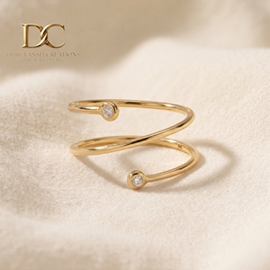 14KT Solid Yellow Gold <b>Adjustable</b> <b>Ring</b> with Lab Grown Diamond Classic Designer IGI Certified Jewelry for Women's Wedding & Party - Product Image 2
