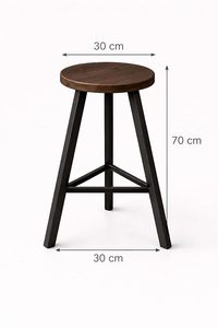 Tabouret de bar moderne en bois, sans dossier, avec pieds en métal, pour îlot de cuisine, balcon, salle à manger - Product Image 1