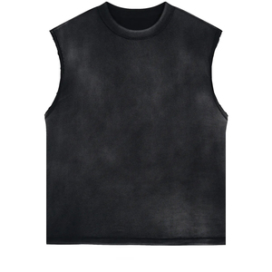 Camiseta sin mangas oversize para hombre con efecto desgastado por el sol y tops, conjunto informal de verano estilo streetwear, proveedor mayorista OEM/ODM con logotipo personalizado - Product Image 3