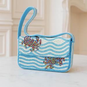 Bolso de Hombro Artesanal con Cuentas, Cartera Tipo Clutch Cuadrada, Bolso Bandolera con Solapa Bordada para Uso Diario, Fiestas y Viajes - Product Image 6