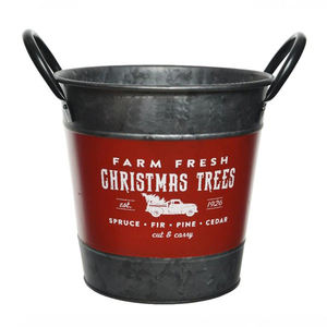 Seau de Noël traditionnel en métal rustique, forme arrondie, vierge pour sublimation, pour la décoration intérieure (vente en gros) - Product Image 4