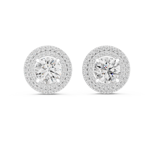 Boucles d'oreilles clous en moissanite halo rondes, plaqué or rose 18 carats, rhodiées, certifiées IGI, pour cadeau d'anniversaire ou de fête - Product Image 5