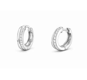 Wholesale 925 <b>Sterling</b> <b>Silver</b> <b>Huggie</b> Hoop Earrings Clear CZ Channel Set Small Round Bali for Women High Quality <b>Silver</b> Bali - Product Image 1