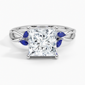 Anillo BOJ 057 Corte Princesa, Plata 925, con Acentos de Zafiro, Anillo de Moissanita con Certificado GRA de 2ct D, para Aniversario de Bodas - Product Image 1