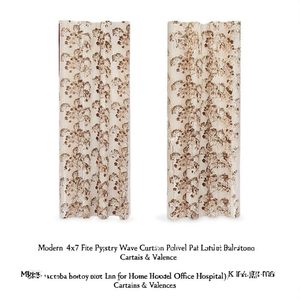 Modern 4x7 Feet Polyester Wave <b>Curtain</b> Candy Window <b>Pleated</b> Pattern Blackout Linen for Home Hotel Office Hospital <b>Hook</b> - Product Image 2
