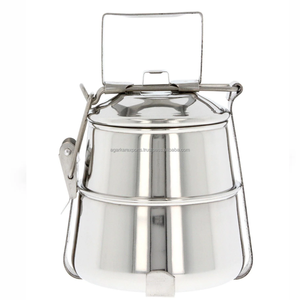 Traditional Stainless Steel Dual Tier Leak Proof Lightweight 500ml Capacity Indian Style <b>School</b> <b>Lunch</b> <b>Box</b> with Easy Carry Design - Product Image 1