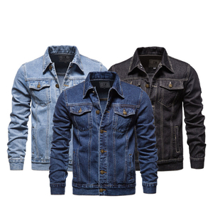 Chaqueta Vaquera para Hombre, Chaqueta de Mezclilla Azul de Algodón, Chaqueta Vaquera Lisa de Invierno para Hombre, Talla Grande - Product Image 1