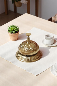 Campana de escritorio de latón de la mejor calidad, campana de mesa con acabado pulido, accesorios de vajilla para el hogar, oficina, escuela, técnica plateada utilizada - Product Image 6
