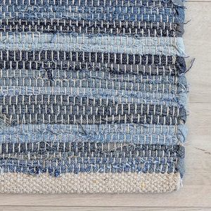 Tapis tressé artisanal en chindi recyclé, tapis de sol coloré, tapis de porte écologique, décoration de sol, Inde - Product Image 3