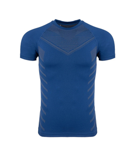 Nouveau T-shirt Homme Sport Fitness Été Col Rond Manches Courtes en Polyester Spandex à Rayures Fines - Product Image 4