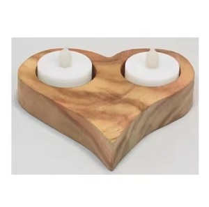 Rustic Natural Wood Finished Candle <b>Holders</b> Heart Design Wedding Decoration Wooden Candle Votive <b>Holder</b> Home Party Decoration - Product Image 1