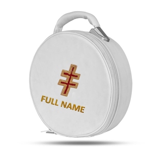 Preceptor Knights Templar Crown Cap Case White Imitation Leather Hand Embroidery Bullion Custom Storage Case - Product Image 2