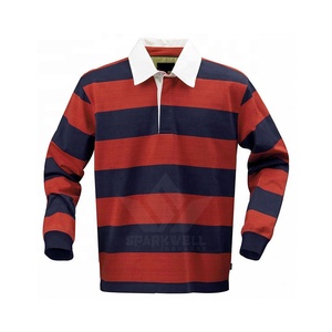 เสื้อโปโลรักบี้แขนยาวผู้ชาย สีขาว-น้ำเงินลายทาง ปกคอพับ ผ้าฝ้าย แขนยาว ทรงปกติ ใส่ได้ทุกฤดู - Product Image 4