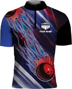 Custom Polyester Sublimated Printed Men's <b>Bowling</b> Jerseys Polo Collar Short Sleeves Breathable <b>Bowling</b> Shirts - Product Image 3