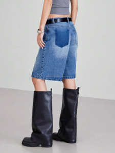 American Retro Style Five-Piece Denim Shorts for Women Summer Spring 2025 Collection High Waisted Loose-Fitting Slimming - Product Image 4