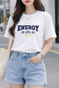 เสื้อยืดคอกลมแขนสั้นทรงโอเวอร์ไซส์ ยูนิเซ็กซ์ ผ้าฝ้าย 100% ระบายอากาศได้ดี แห้งเร็ว ไม่เป็นขุย ใส่สบาย สไตล์สตรีทแวร์ - Product Image 3