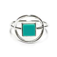 Bague Cocktail en Argent Sterling 925 Turquoise, Sertissage Clos, Style Bohème, Unisexe, Usage Quotidien, Jaura Jewels R58 Christian Antique