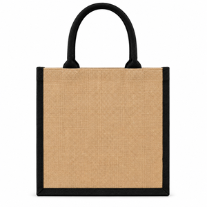 Jute Tote <b>Bag</b> Small Size Black Trim Top Handle <b>Reusable</b> Heavy Duty Beach & Gift Use Groceries Carrier - Product Image 3