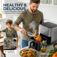 Friteuse à air carrée moderne 5L 1450W avec écran tactile, panier antiadhésif, température réglable, usage domestique