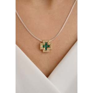 NOVA 18K Solid Gold Emerald & Diamond Pendant with IGI Certified Oval Cut Daily Wear - Product Image 6