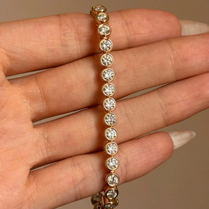 Bracelet tennis en diamants de laboratoire sertis clos, ronds, 2 mm, 3 mm, 4 mm, argent 925 / or 14 carats - Product Image 2