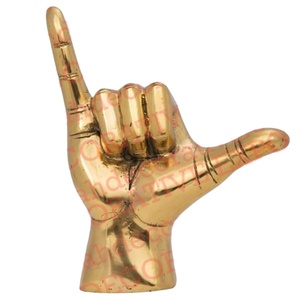 Brass Antique Tableware Metal Hand Sculpture for Living Room for Office Desk Wholesale Price Abstract Sculpture for Desk - Product Image 1