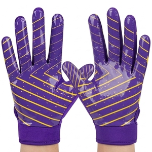 Gants de football américain personnalisés unisexes à doigts entiers avec grip adhésif, fermeture auto-agrippante, paume respirante en silicone antidérapante - Product Image 2