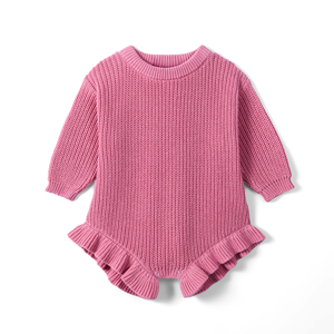 Nouvelle Combinaison Bébé Fille Tricotée Hiver Couleur Unie Adorable 100% Coton à Volants ODM & OEM Vietnam - Product Image 3