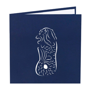 Carte de vœux 3D pop-up en gros, thème Merlion de Singapour emblématique, avec enveloppe, artisanat en papier architectural pour cadeaux - Product Image 3