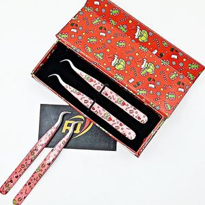 Pince à cils professionnelle en acier inoxydable anti-magnétique avec logo personnalisé sur le thème de Noël, pour extensions de cils, volume et isolation - Product Image 5