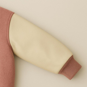 Custom Logo Varsity <b>Jacket</b> <b>Pink</b> Cream Sleeve Turn-down Collar Button Closure Casual Autumn Wear Unisex Regular Fit - Product Image 6