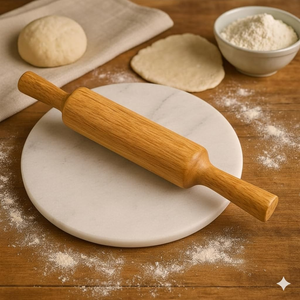 Marble <b>Rolling</b> Board and <b>Pin</b> Dough Preparation Wood <b>Rolling</b> <b>Pin</b> Lightweight Wooden <b>Rolling</b> <b>Pin</b> And Marble Chakla Set - Product Image 6