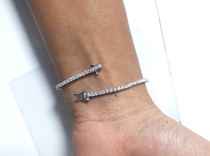 Sliver 18K White Gold Plated Moissanite Tennis Necklace/<b>Bracelet</b>/Earrings <b>Sets</b> Pack of 3 Luxury Women's Jewelry - Product Image 3