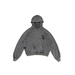 เสื้อฮู้ดดี้สไตล์วินเทจทำสีซีดแบบย้อมกรด ผ้าหนา ซันเฟด ทรงโอเวอร์ไซส์ สำหรับผู้ชาย ผ้าฝ้ายเฟรนช์เทอร์รี่ - Product Image 3