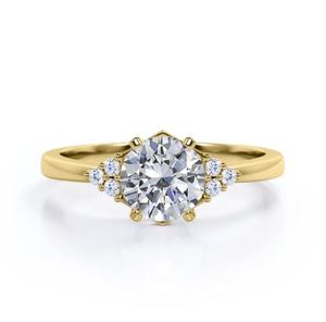 Anillo de Compromiso Clásico con 7 Piedras de Moissanita de Corte Redondo de 1.1 Quilates, Engaste Hexagonal, Chapado en Oro Rosa, para Bodas y Fiestas - Product Image 4