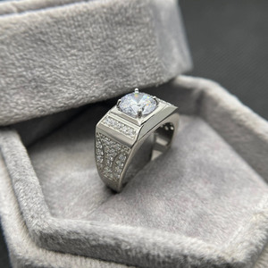 Hip Hop Style Round Cut Moissanite Diamond <b>Mens</b> Engagement <b>Ring</b> 925 Sterling Silver Statement Chunky <b>Ring</b> Iced Out Bling Jewelry - Product Image 4