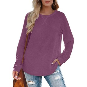 Sudadera Oversize de Mujer con Cuello Redondo, Color Liso, Manga Larga, Hombros Caídos, Tejido de Algodón, Jersey Casual de Otoño - Product Image 2