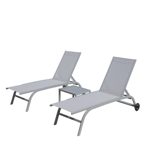 Set di 3 Sdraio Regolabili da Esterno con Ruote, Ideali per Piscina e Relax all'Aperto - Product Image 1