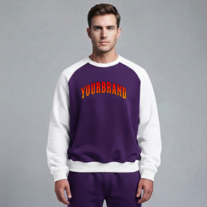 Sudadera de algodón grueso para hombre, cuello redondo, corte holgado, hombros caídos, estilo cuadrado, para invierno, bicolor. - Product Image 6