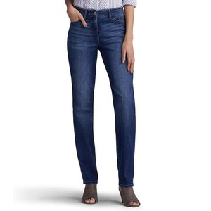 Jeans pour femmes - Pantalon en denim coupe droite personnalisé, coton de haute qualité, coupe droite, taille haute, jeans grande taille pour femme - Product Image 1