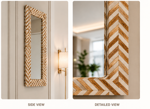 Espejo de Pared con Incrustaciones de Cuerno de Cerdo, Diseño de Guijarros, Espejo Decorativo para Baño, Dormitorio, Sala de Estar, Moderno y Elegante, Montado en la Pared, 24*36 Pulgadas - Product Image 2