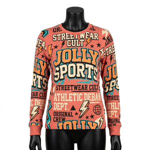 Premium womens long sleeve t shirt soft cotton <b>coral</b> printed graphic screen print custom logo fashion <b>top</b> Comfortable Neck - Product Image 4